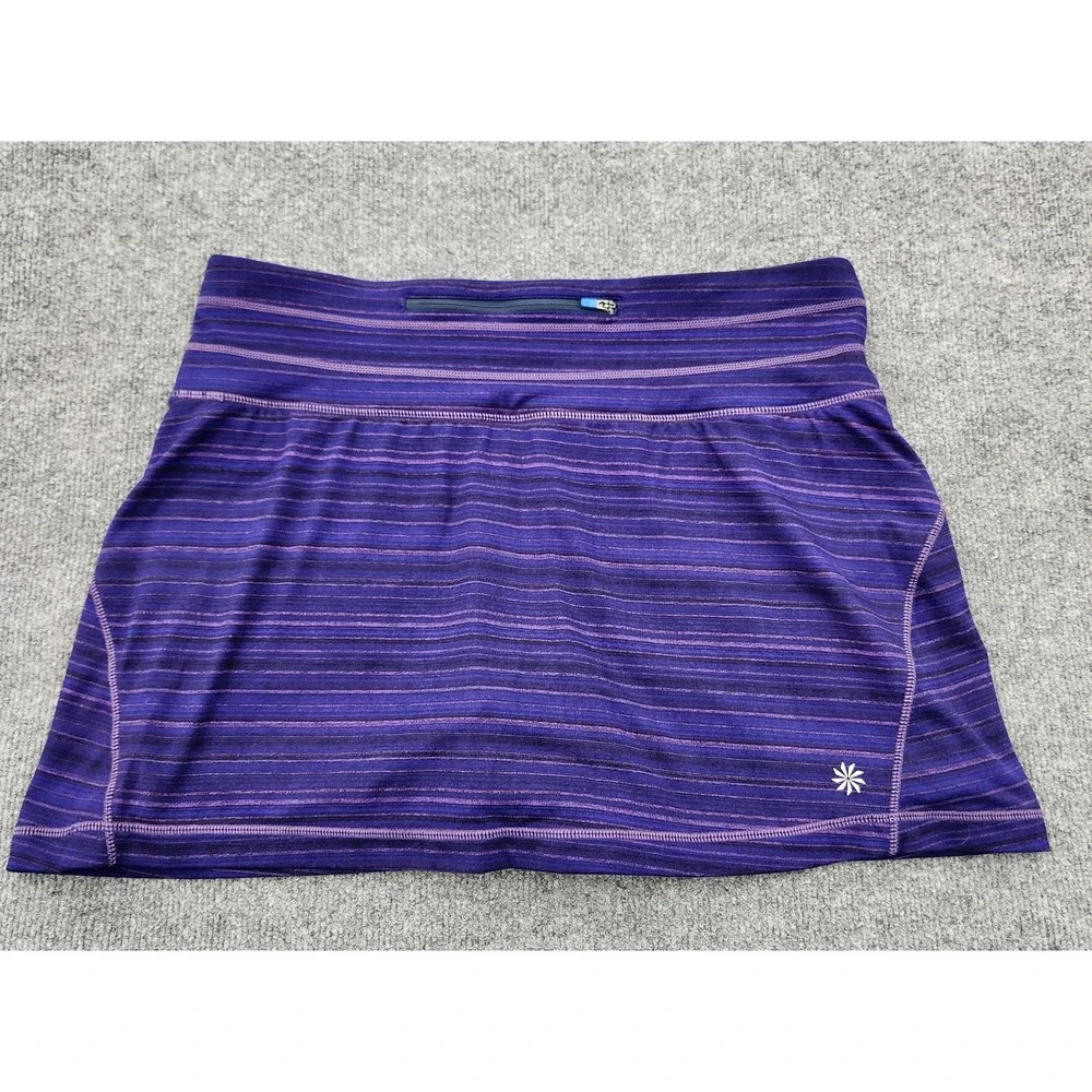 ATHLETA women's SKORT skirt‎ Relay Striped PURPLE golf tennis pickleball Size L